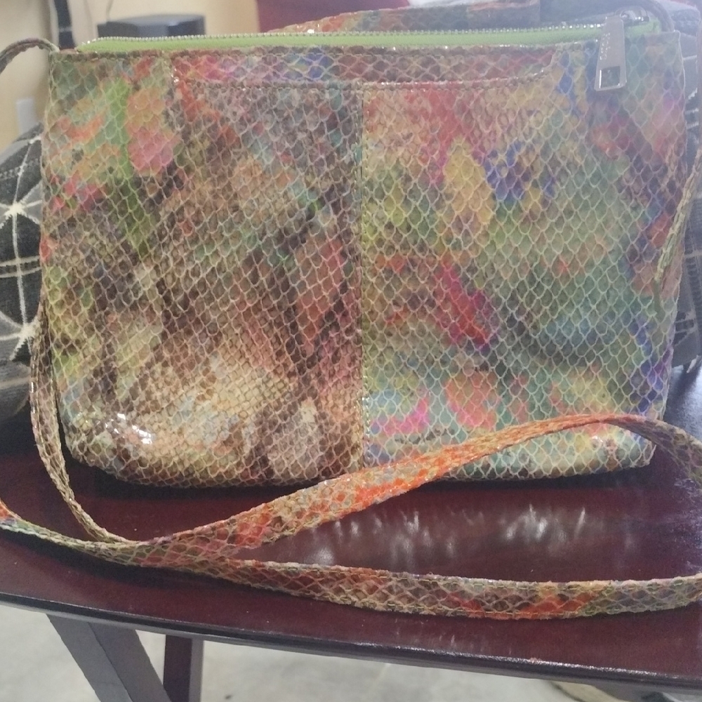 HOBO Green and Orange Crossbody Bag with Luxurious Texture